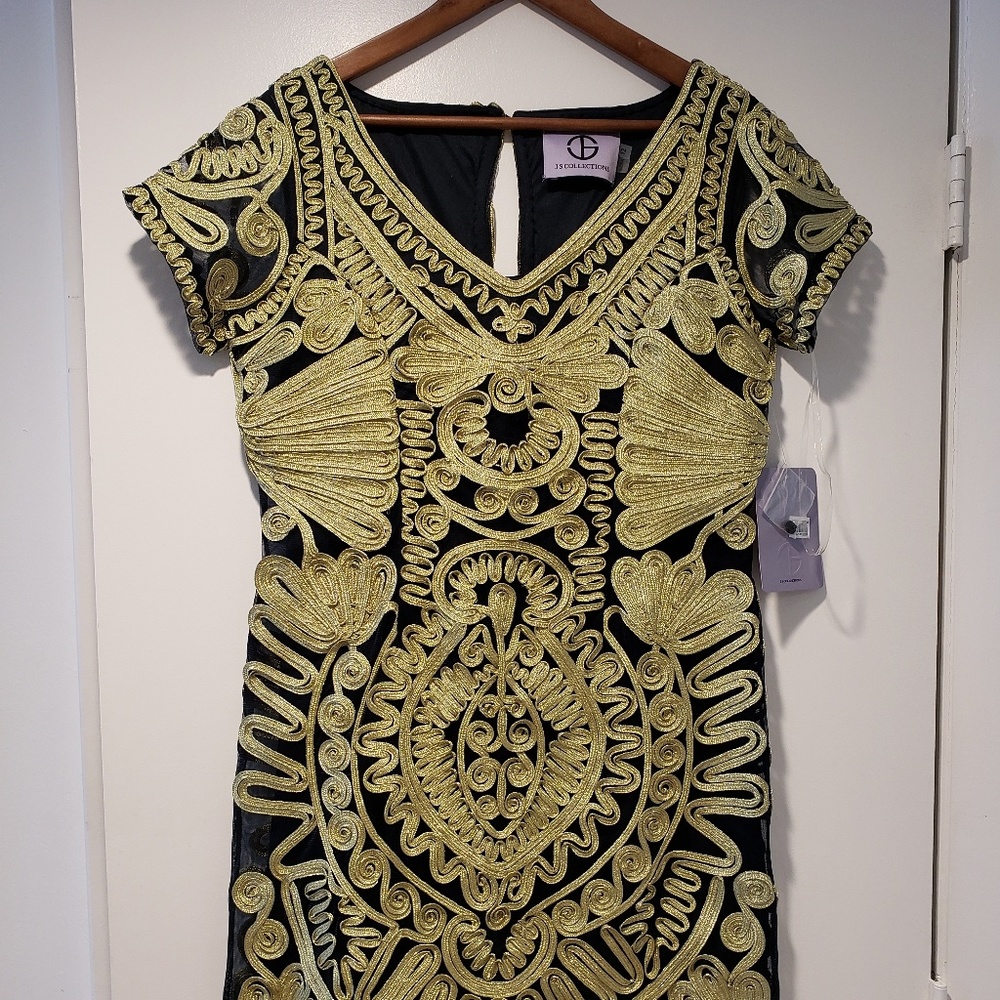 JS Collections Metalic Sheath dress